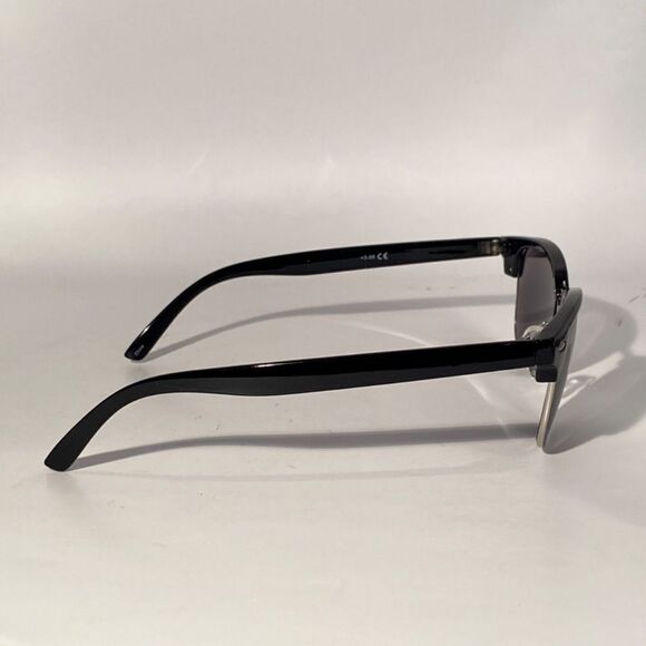 1346 Sunglasses Silver Frames Black Eyebrow Black Lens NWT - Picture 6 of 9